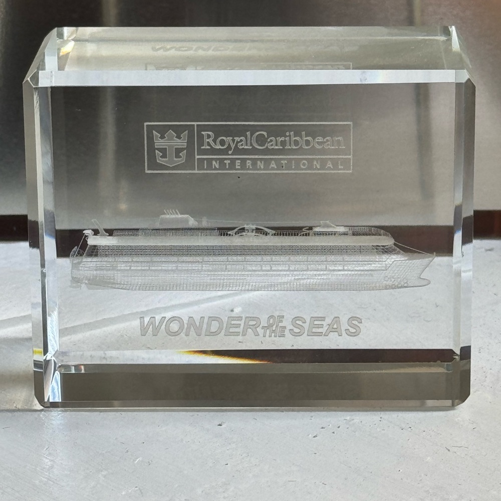 Vintage Royal Caribbean Wonder of the Seas Crystal Block